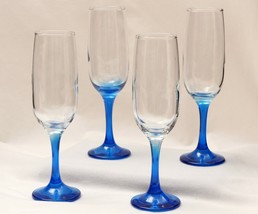 Champagne Flutes Blue Stems Set of 4 Epure New with Tags - £9.58 GBP