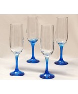 Champagne Flutes Blue Stems Set of 4 Epure New with Tags - £9.74 GBP