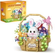 Cute Easter Bunny Building Block Set Rabbit Flower Basket Building Block Toys Ea - £29.07 GBP