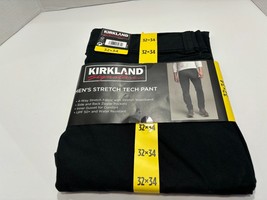 Kirkland Signature Men’s Stretch Tech Pants, Black, UPF 50 Water Resist Sz 32X34 - £11.25 GBP