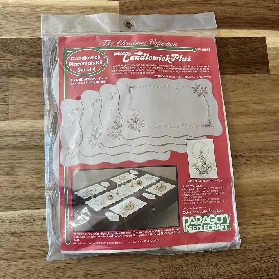Paragon The Christmas Collection Candlewick  Placemats Kit Set Of 4 No. ... - $16.14