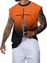 Men&#39;s Sleeveless Muscle Basic Tank Tops Fashion Letter Round Neck Vest XL - £11.48 GBP