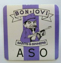 Bon Jovi Backstage Pass Gangster With Gun Original 1989 Rock Concert ASO Purple - $6.95