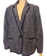 NWT Talbots Plus Petite Blue Marled One Button Lined Collared Blazer Siz... - $87.31 CAD