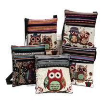 Embroidered Tote Owl Floral Purse Colorful Crossbody Bag Zipper Pocket NEW - £11.01 GBP