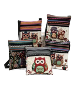 Embroidered Tote Owl Floral Purse Colorful Crossbody Bag Zipper Pocket NEW - £10.93 GBP