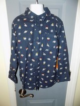 365 Kids Dinosaur Print Long Sleeve Shirt Flannel Winter Size 5 Boy&#39;s NEW - £11.07 GBP