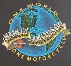 Vintage Black Harley Davidson One World One Motorcycle Single Stitch Shirt - L - £15.44 GBP