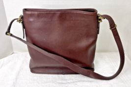 Chocolate Brown Coach Leather Bag 1980&#39;s Thick Leather Gold Hardware - $64.35