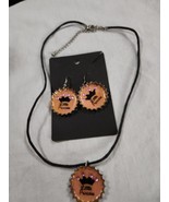Little Princess Bottle Cap Cord  Necklace &amp; Pierced Earrings Set.   Unus... - $18.33 CAD