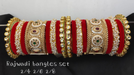 Indian Style Kundan Chura Bridal Red Gold Rajwadi Wedding Kundan Jewelry Set - £76.16 GBP