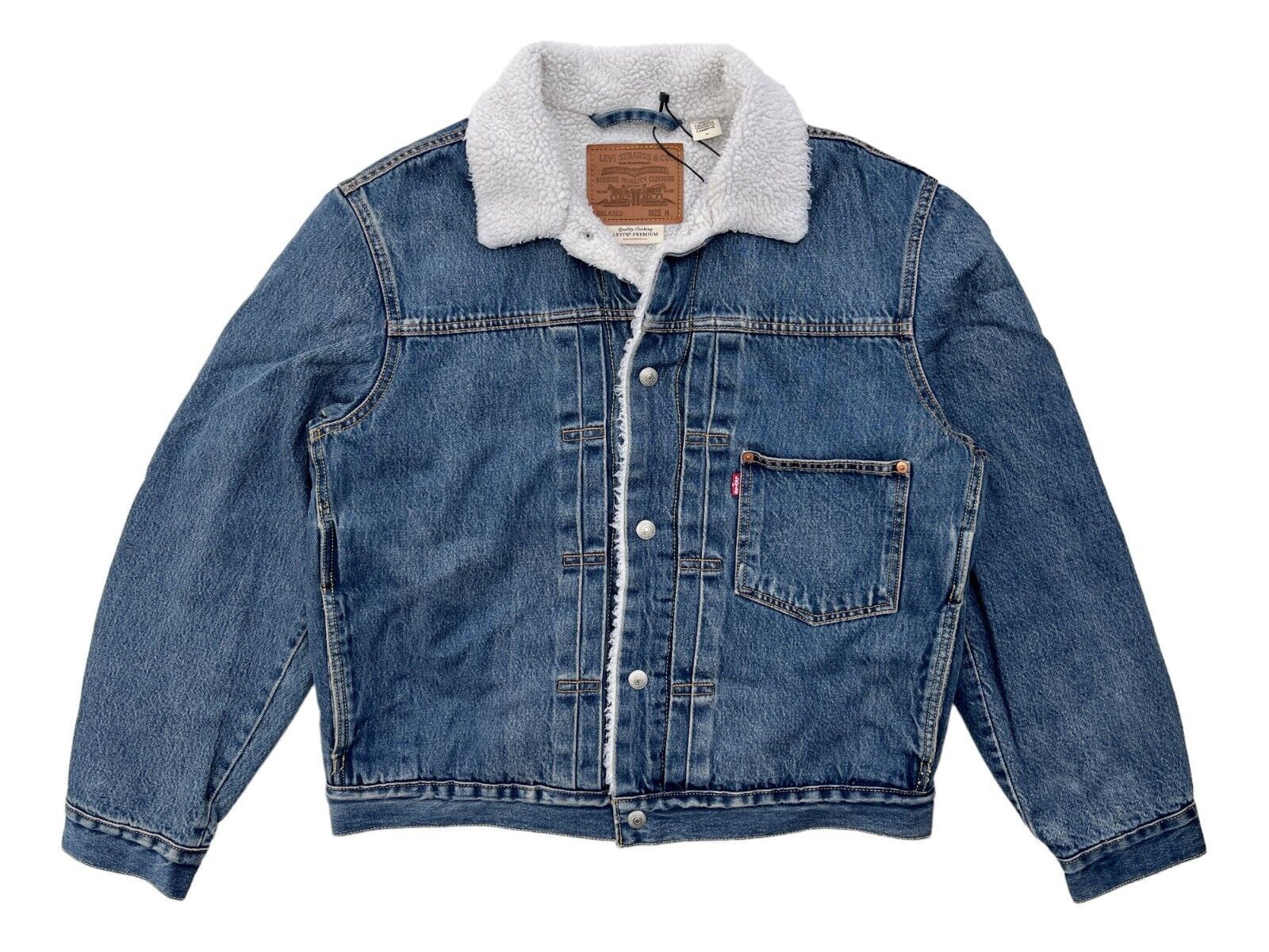 Levis Men Blue Type I Relaxed Fit Vintage Inspired Pleated Sherpa Trucke... - $113.05