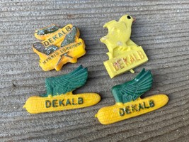 Lot 4 VTG Small DEKALB Pin Buttons Ear of Corn Baby Chick Seed Corn - $21.73