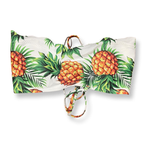 Zaful Womens Bandeau Swimsuit Top White Green Pineapple Print Strapless ... - $14.89