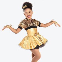 Shake It Off Gold Black Sparkle 2 Piece Dance Costume XL Child RC 17027 - £19.30 GBP
