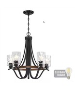 Westinghouse Chandelier w Clear Hammered Glass Shades Textured Iron Led ... - $204.99