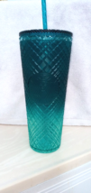 Starbucks 2023 Spring Teal Jewel Green Blue Grid Ombre Cold Cup Tumbler ... - £15.01 GBP