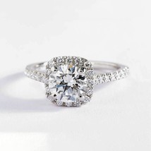 Halo Engagement Ring 2.30Ct Round Cut Simulated Diamond White Gold Plated Size 5 - $135.87