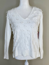 Vince Camuto NWT Women’s v Neck Pullover sweater size XXS In Pearl Ivory E9 - £23.73 GBP