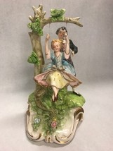 Girl in swing boy pushing Capodimonte Figurine marked A44/523 Vintage porcelain - £71.21 GBP
