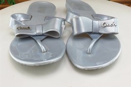 Coach Sz 8 M Silver Flip Flop Synthetic Women Sandals - £31.13 GBP