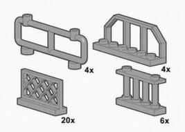 LEGO Set 10050 Gray Grey Fences Railing Bar Part 2486 3185 6583 30055 NEW SEALED - £19.98 GBP