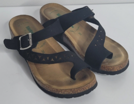 BIONATURA Nubuk Leather Black Cork Sandals Made in Italy Size 36 US 5 Wedge - £23.48 GBP