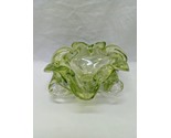 Vintage MCM Green Glass Flower Design Serving Bowl Tray Dish 6&quot; X 3&quot; - $59.39