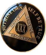 30 Year AA Medallion Large 1.5&quot; Classic Black Sobriety Chip - €9,43 EUR