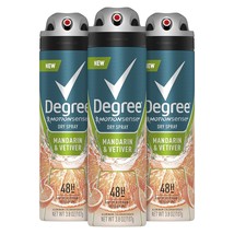 Degree Men Antiperspirant Deodorant Mandarin &amp; Vetiver 3 count Spray 48-... - £28.76 GBP