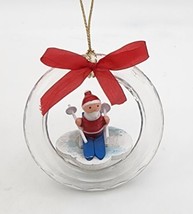 Christmas Decoration . Santa Skiing Through A Glass Wreathe - $10.15