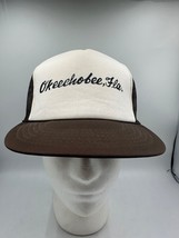 Vtg Okeechobee Florida Hat Trucker Brown Mesh Snapback 90&#39;s Foam - £10.69 GBP