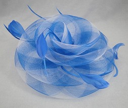 Something Special Blue Swirl Feather Fascinator Hair Clip On Church Easter Derby - £15.58 GBP