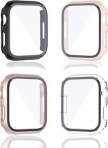 4 Pack Compatible with Apple Watch Series 8 7 Case 45mm w/Tempered Glass Screen - £10.16 GBP