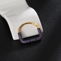 Fashion Popular Simple Colorful Zircon Rectangular Square Cz Stone Women Ring Su - £18.43 GBP