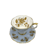 Royal Albert Bone China Lyric Shape Pale Blue Gold Leaf Floral Tea Cup &amp;... - £52.63 GBP