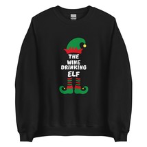 Wine Drinking Elf Funny Christmas Sweatshirt| Matching Christmas Elf Group Gift  - £23.18 GBP+