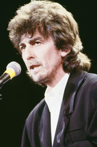 George Harrison 1970's Pose in Black Jacket Singing into Microphone on Stage 24x - $23.99