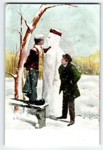 Christmas Postcard Human Like Snowman Children Snow Unusual Vintage Series 341 - £55.71 GBP