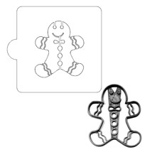 Gingerbread Boy Detail Stencil And Cookie Cutter Set USA Made LSC3213 - £4.75 GBP