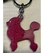 Coach 1693 Shearling &amp; Leather Poodle Dog Keychain Key Fob Pink Italy Ra... - $121.72 CAD