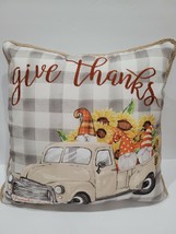 Thanksgiving Fall Gnome Sunflowers Vintage Truck Throw Pillow 18&quot; x 18&quot; NEW - £27.77 GBP