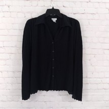 Nicola Top Womens Large Black Textured Long Flared Sleeve Y2K 90s Button Up - £19.61 GBP