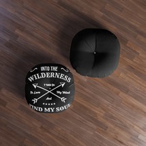 Round Tufted Floor Pillow | &quot;Into the Wilderness I Will Go&quot; Nature Quote Design  - £74.73 GBP+