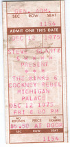 THE KINKS 1975 Rare Ticket Stub With Cockney Rebel at Michigan Palace Glantz Pre - £10.19 GBP