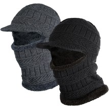 Balaclava Face Mask Men - 2Pcs Knit Beanie Ski Masks Neck Gaiter With Ears Cover - £22.13 GBP