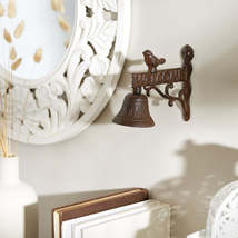 WELCOME SIGN with BIRD CAST IRON DOOR BELL - £23.90 GBP