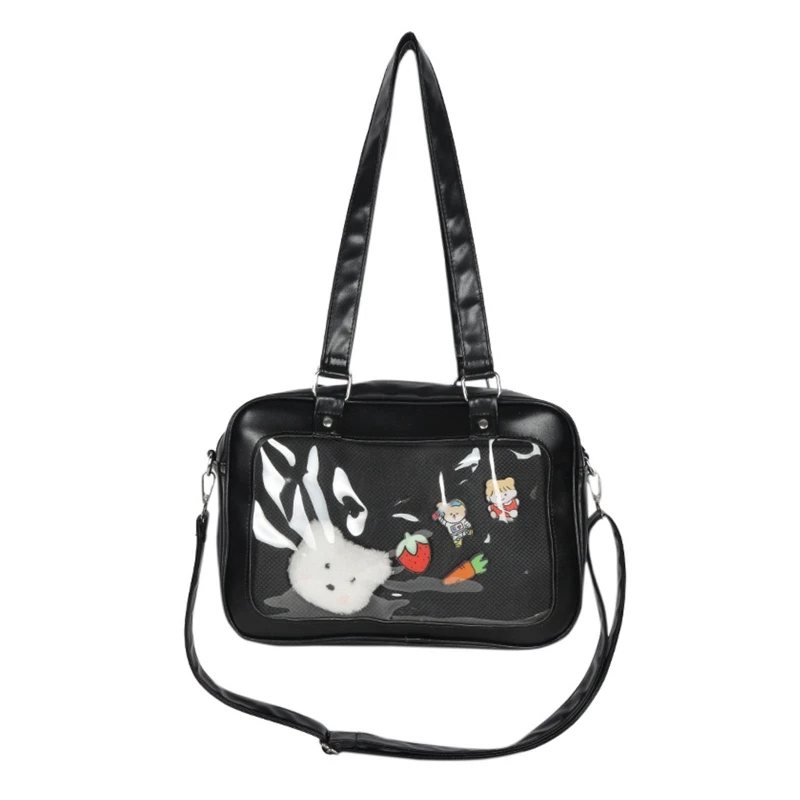  handbag with zipper messenger bag transparent shoulder bag pu crossbody bag for street thumb200