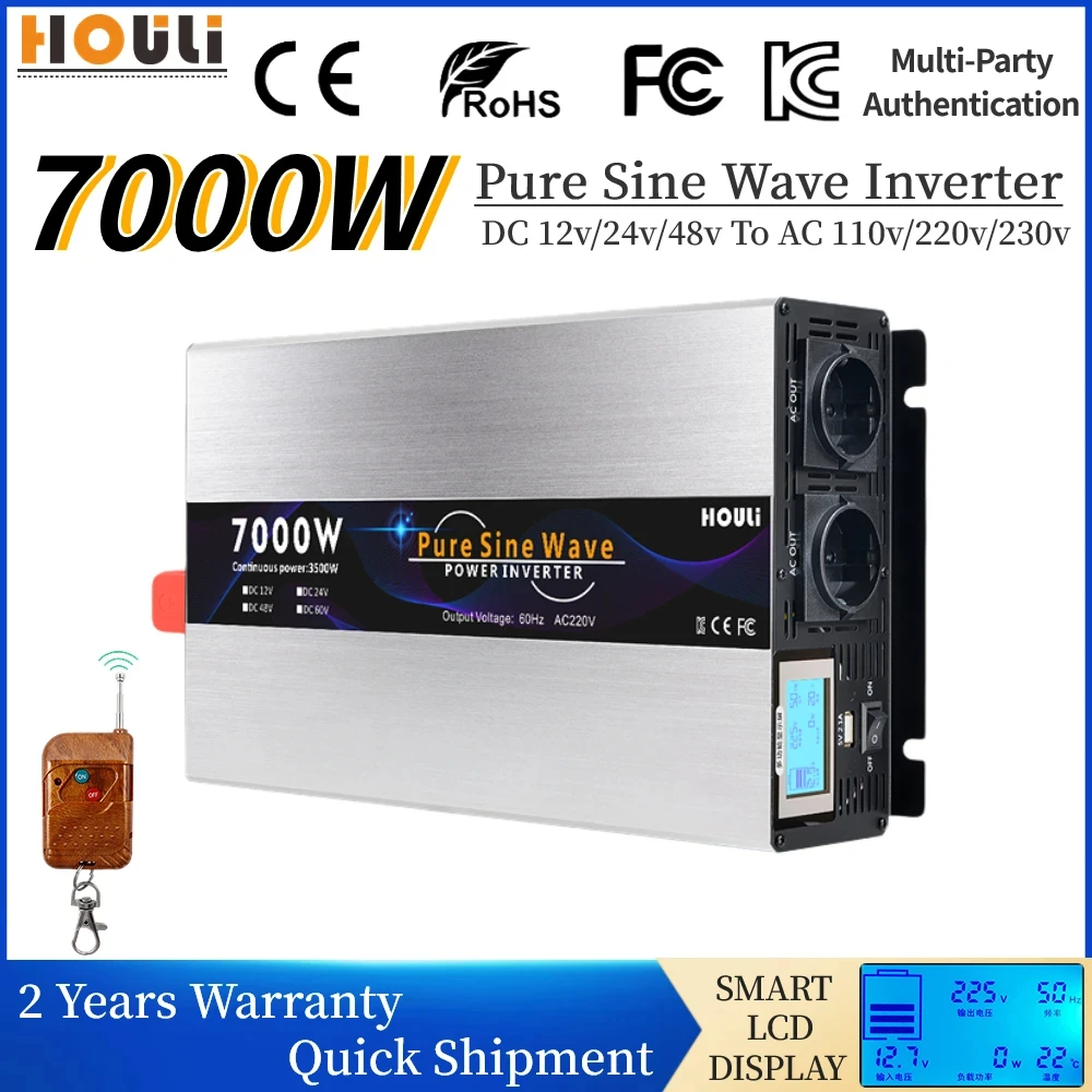 Inverter 24v 220v Pure Sine Wave Inverter 6000W 7000W Power Solar Converter Car - £230.40 GBP+