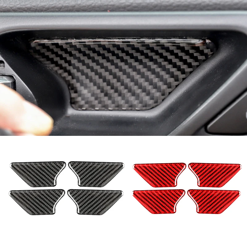 4pcs Carbon Fiber Car Door Handle Bowl Cover Trim Frame Stickers For VW Golf 6 - £13.54 GBP